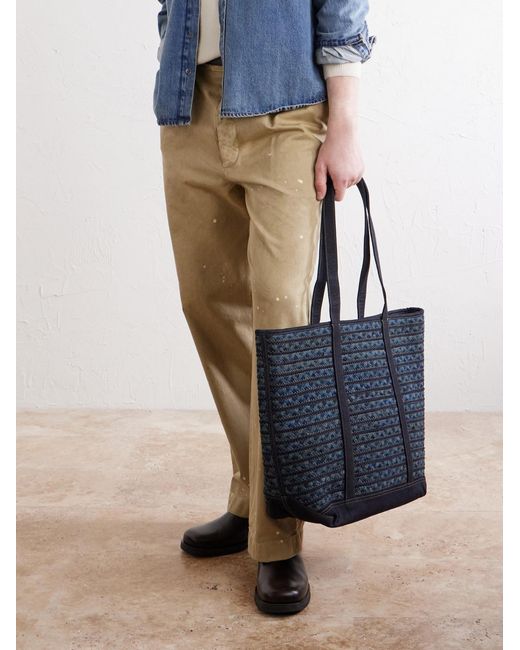 RRL Blue Banks Beach Medium Woven Tote for men