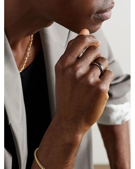 David Yurman Black Streamline® 18-karat Gold And Forged Carbon Ring for men