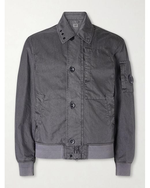 C P Company Gray Panama-r Canvas Bomber Jacket for men