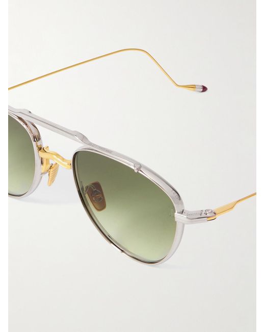Jacques Marie Mage Flynn silber- und goldfarbene Pilotensonnenbrille in Green für Herren