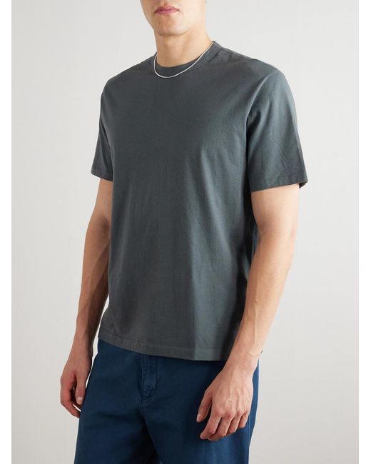 Officine Generale Blue Organic Cotton-jersey T-shirt for men