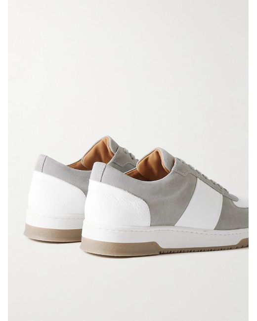 Mr P. White Atticus Suede And Full-grain Leather Sneakers for men
