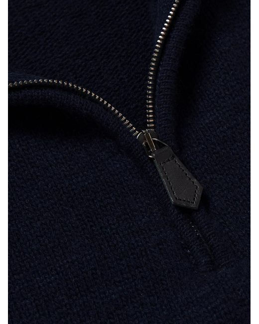 Kingsman Blue Argylle Jacquard-knit Wool Half-zip Sweater for men
