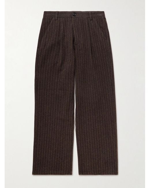 Oliver Spencer Brown Orsman Wide-Leg Cotton-Blend Trousers for men