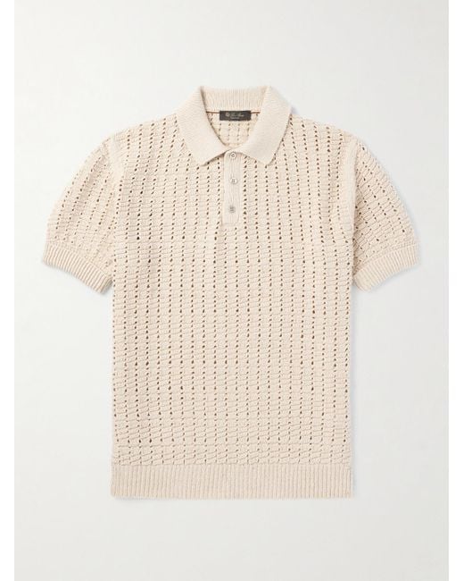 Loro Piana Natural Open-knit Cotton Polo Shirt for men