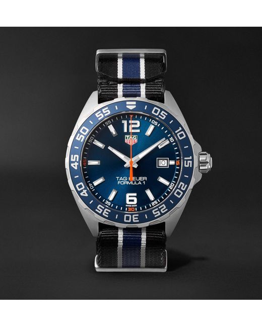 Tag Heuer Blue Formula 1 43mm Stainless Steel And Nato Webbing Watch, Ref. No. Waz1010.fc8197 for men