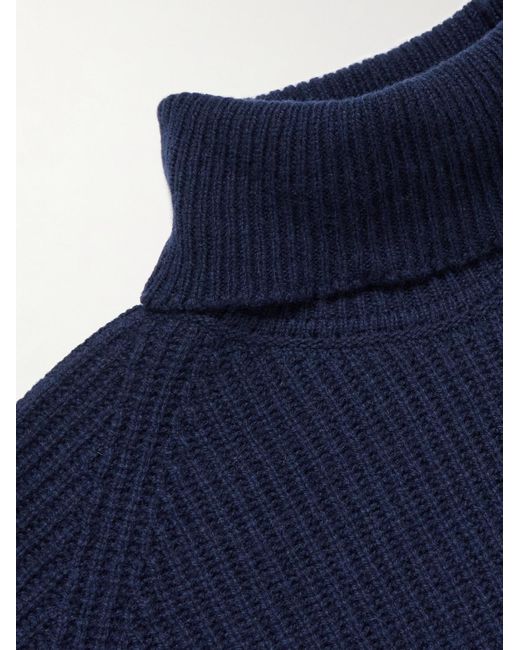 John Smedley Blue Auckland Recycled-Cashmere And Wool-Blend Rollneck Sweater for men