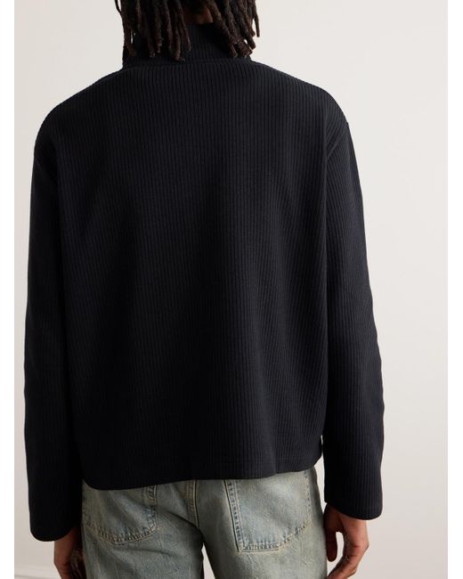 Our Legacy Black Shrunken Ribbed Cotton Zip-up Sweater for men