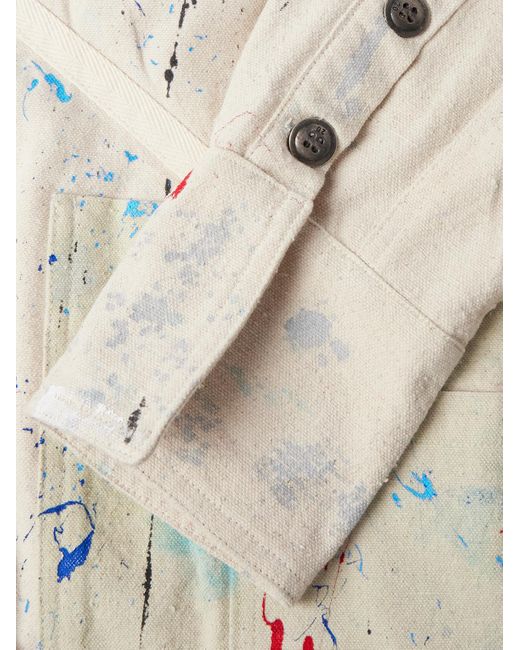 Greg Lauren Hemdjacke aus Baumwoll-Canvas mit Schalkragen und Farbspritzern in White für Herren