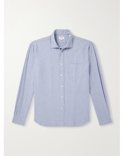 Hartford Blue Paul Cotton-Flannel Shirt for men