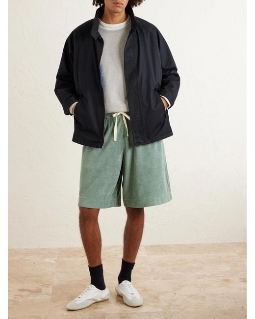 Jil Sander Green Straight-Leg Cotton-Terry Drawstring Shorts for men