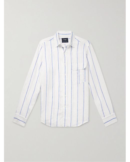 Drake's Hemd aus Leinen mit Streifen in White für Herren