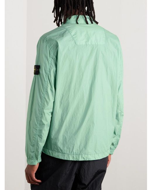 Stone Island Hemdjacke aus Reps-Nylon in Knitteroptik und Stückfärbung mit Logoapplikation in Green für Herren