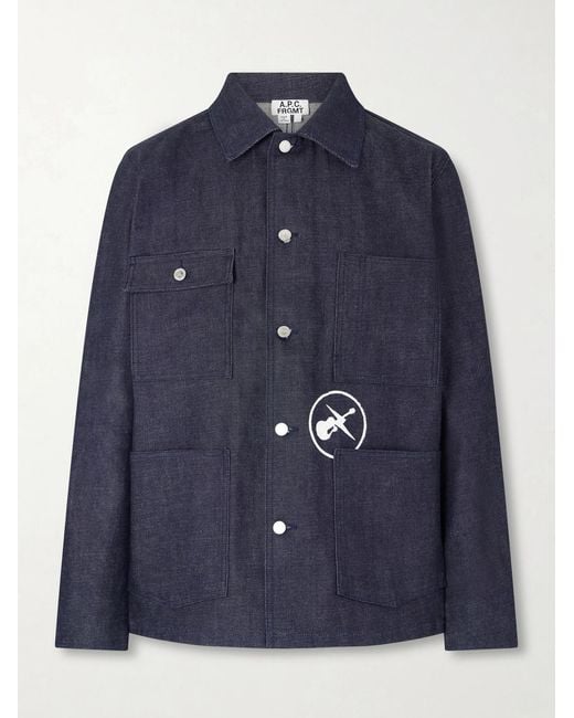 A.P.C. Blue Fragment Printed Denim Jacket for men