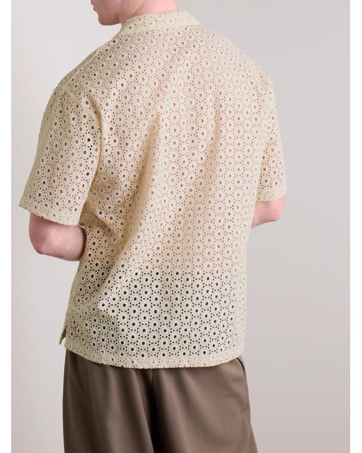Frankie Shop Landon Hemd aus Baumwolle mit Lochstickerei und Reverskragen in Natural für Herren