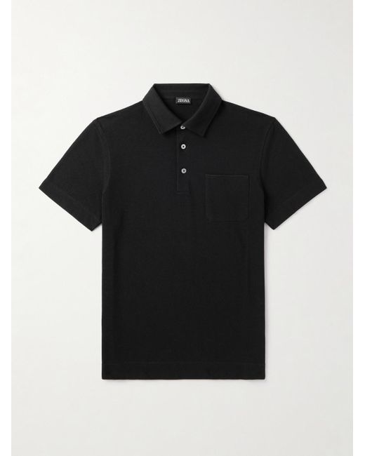 Polo Slim-Fit di Zegna in Black da Uomo