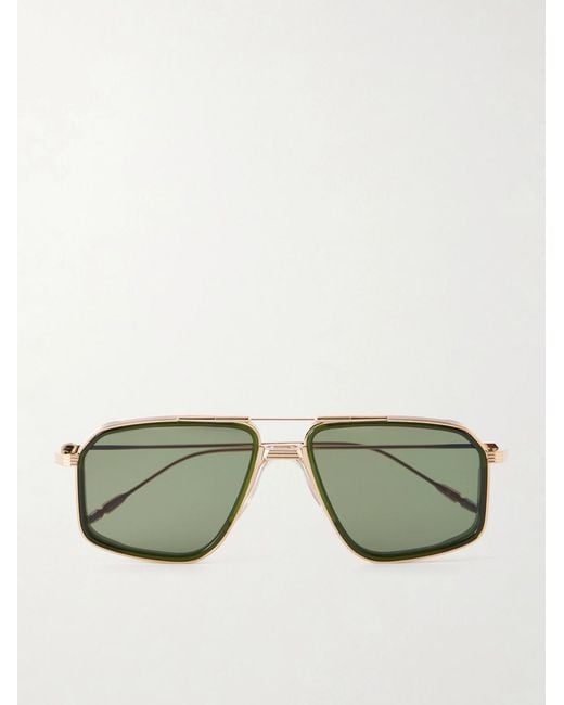 Jacques Marie Mage Green Jagger Aviator-style Gold-tone Titanium Sunglasses for men
