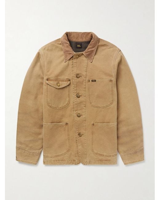 RRL Natural Lynn Corduroy-Trimmed Cotton-Canvas Jacket for men