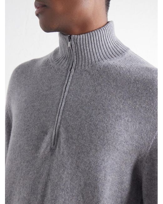Thom Sweeney Gray Cashmere Half-Zip Sweater for men