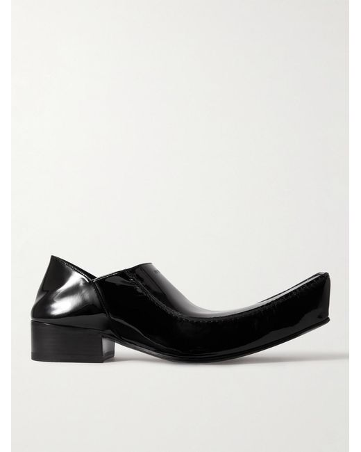 Balenciaga Black Romeo Collapsible-Heel Patent-Leather Loafers for men