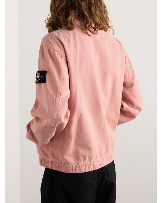 Stone Island Pink Logo-appliquéd Cotton And Lyocell-blend Canvas Jacket for men