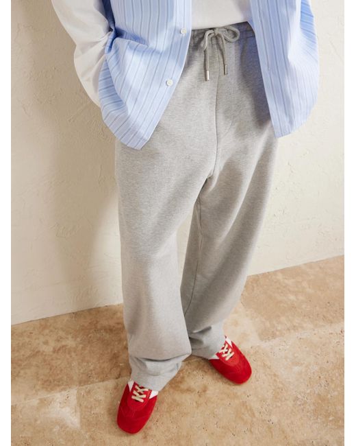 Dries Van Noten Gray Straight-Leg Cotton-Jersey Sweatpants for men
