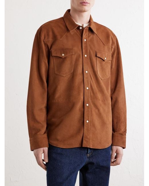 Officine Generale Brown Mashall Suede Jacket for men