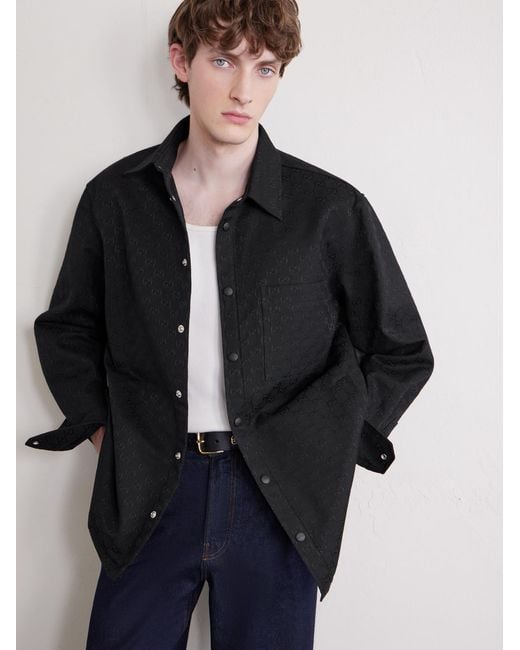 Monogrammed Cotton-Blend Jacquard Shirt di Gucci in Blue da Uomo