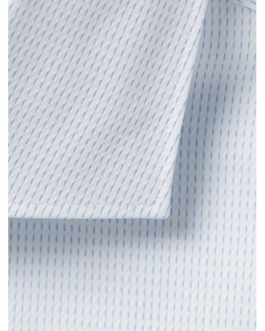 Canali Blue Cutaway-collar Lyocell-blend Jacquard Shirt for men