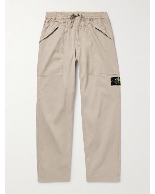 Stone Island Gerade geschnittene Hose aus Twill aus einer Supima®-Baumwollmischung mit Kordelzugbund in Stückfärbung in Natural für Herren