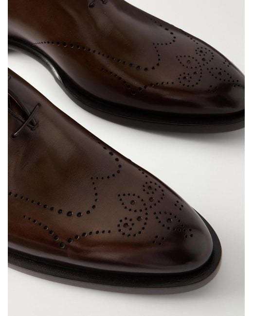 Berluti Brown Alessandro Ajoure Leather Oxford Shoes for men
