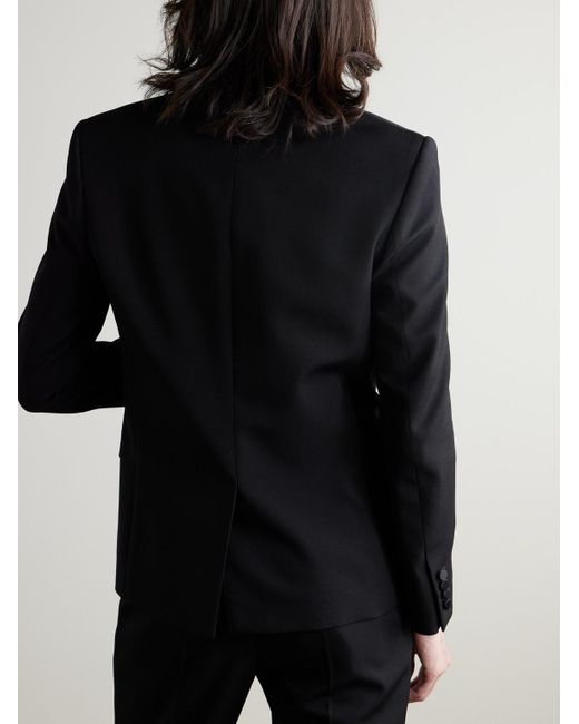Saint Laurent Black Slim-Fit Satin-Trimmed Wool Blazer for men