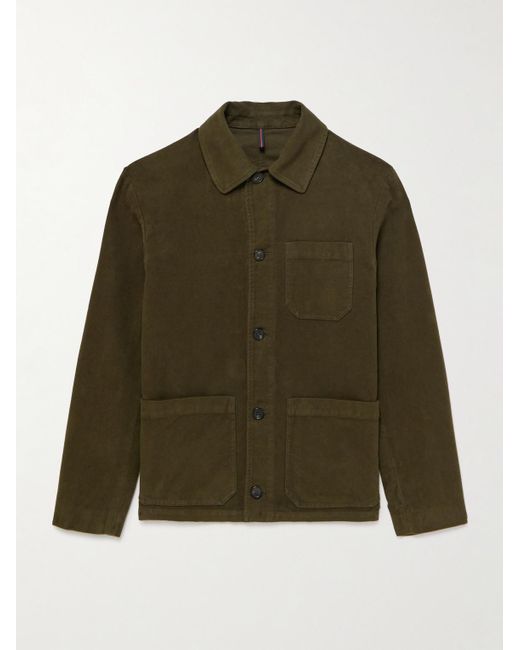 Incotex Green Montedoro Cotton-Moleskin Shirt Jacket for men