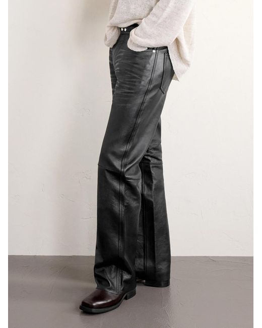 Our Legacy Black Carlson Straight-leg Leather Trousers for men