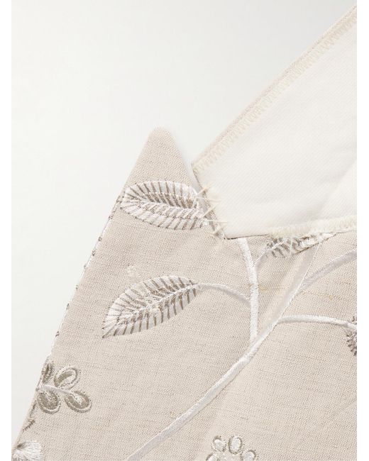 Favourbrook Natural Newport Embroidered Linen And Cotton-Blend Tuxedo Jacket for men