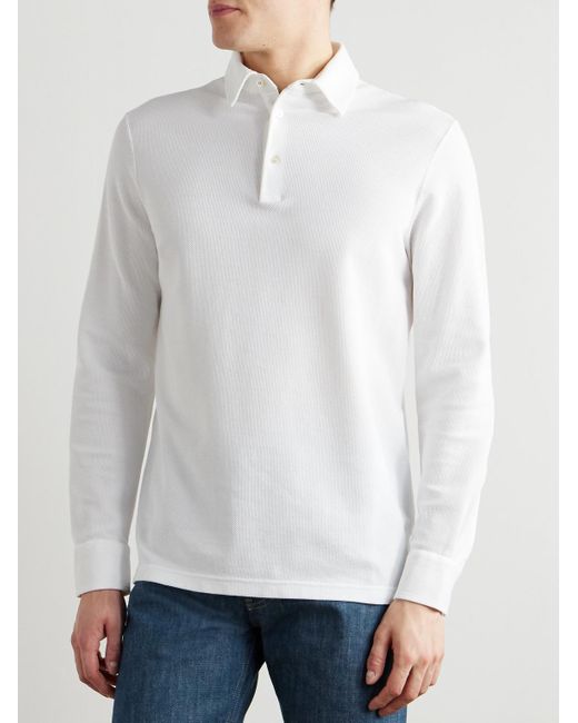 Loro Piana White Cotton-piqué Polo Shirt for men