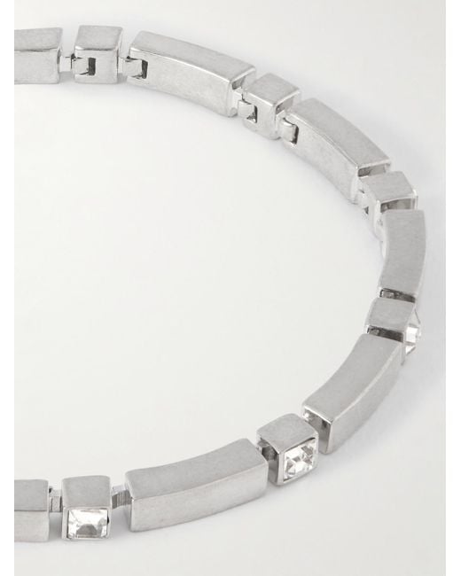 Saint Laurent Natural Crystal-embellished Silver-tone Bracelet for men