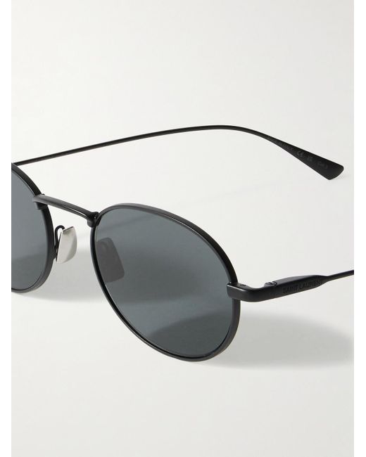 Saint Laurent Black Round-Frame Metal Sunglasses for men