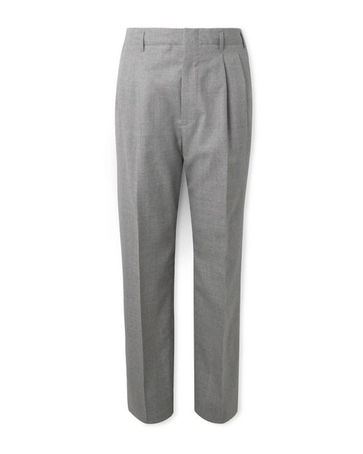 Brunello Cucinelli Gray Tapered Pleated Wool Trousers for men