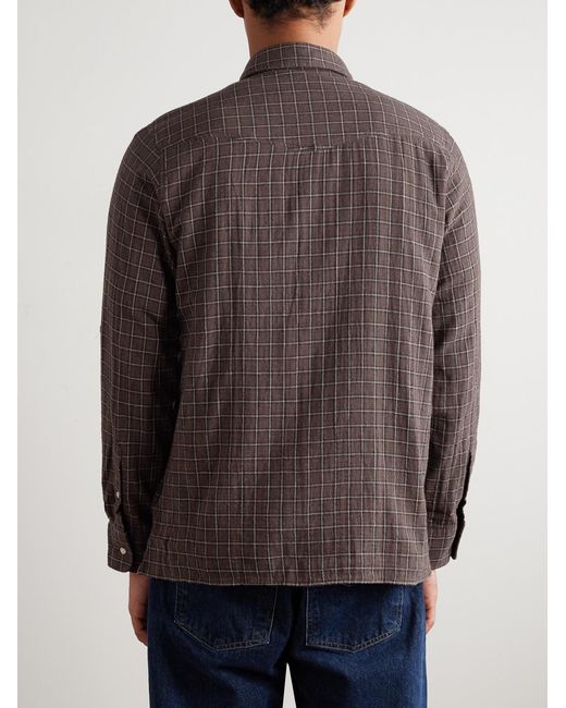 Officine Generale Brown Younes Checked Cotton-flannel Shirt for men