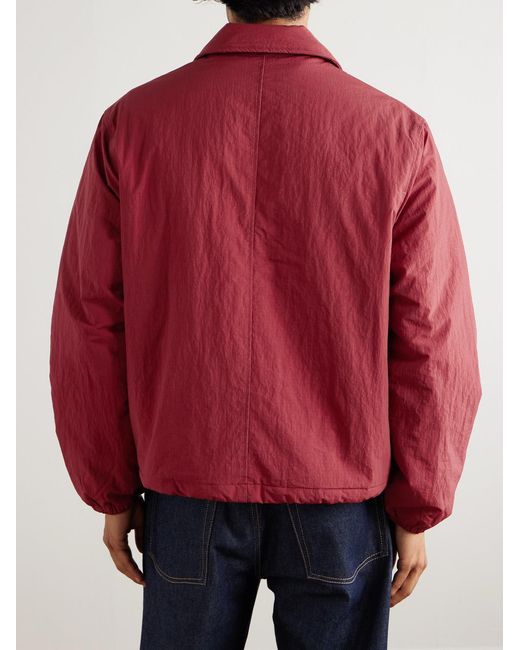 Folk Red Wadded Ripstop Bomber Jacket for men