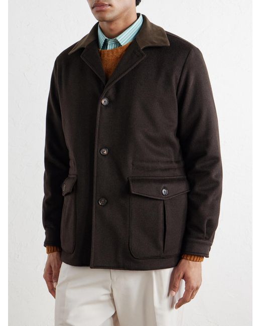 Caruso Black Dalila Suede-trimmed Wool Jacket for men