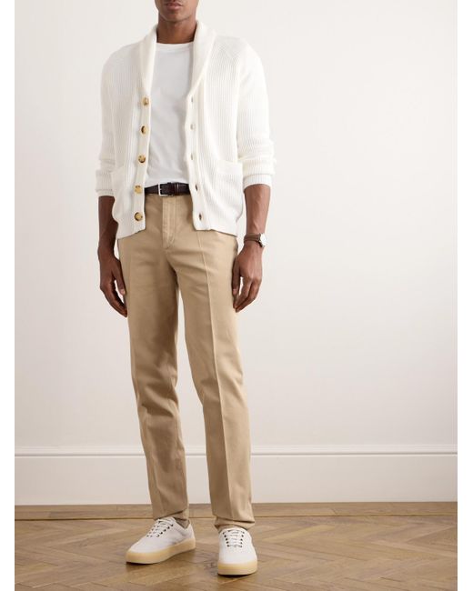 Brunello Cucinelli Natural Straight-leg Cotton-twill Trousers for men