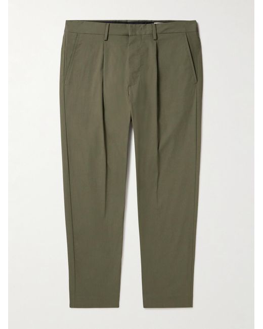 NN07 Green Bill 1680 Tapered Cropped Pleated Cotton-blend Trousers for men
