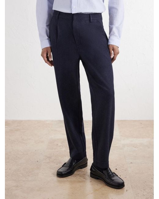 Folk Blue Assembly Straight-Leg Mélange Wool-Blend Suit Trousers for men