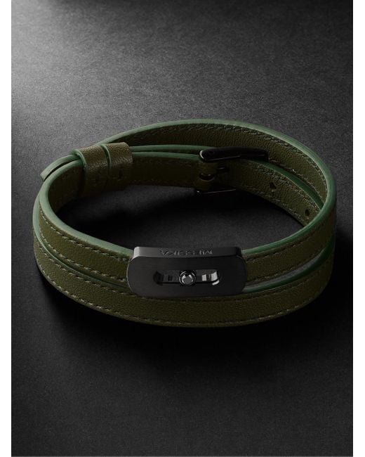 Messika Black My Move Dlc-Coated, Diamond And Leather Bracelet for men