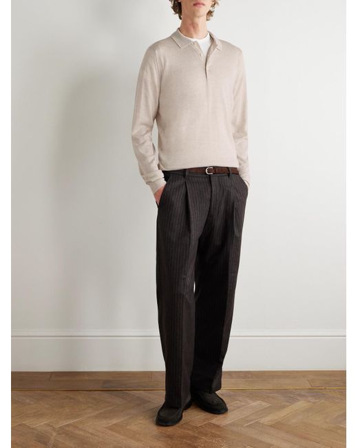 John Smedley White Belper Slim-Fit Merino Wool Polo Shirt for men