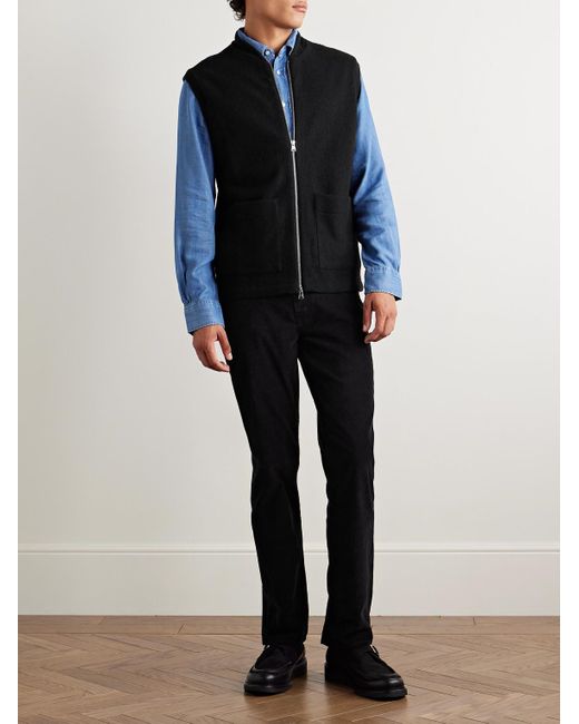 NN07 Black 6398 Boiled Wool Gilet for men