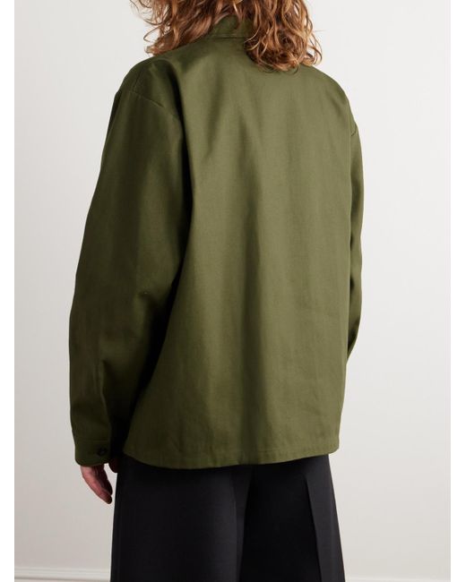 Marni Hemdjacke aus Gabardine aus einer Baumwollmischung mit Logoapplikation in Green für Herren