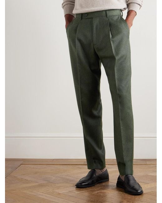 Paul Smith Green Straight-Leg Pleated Wool And Cashmere-Blend Suit Trousers for men